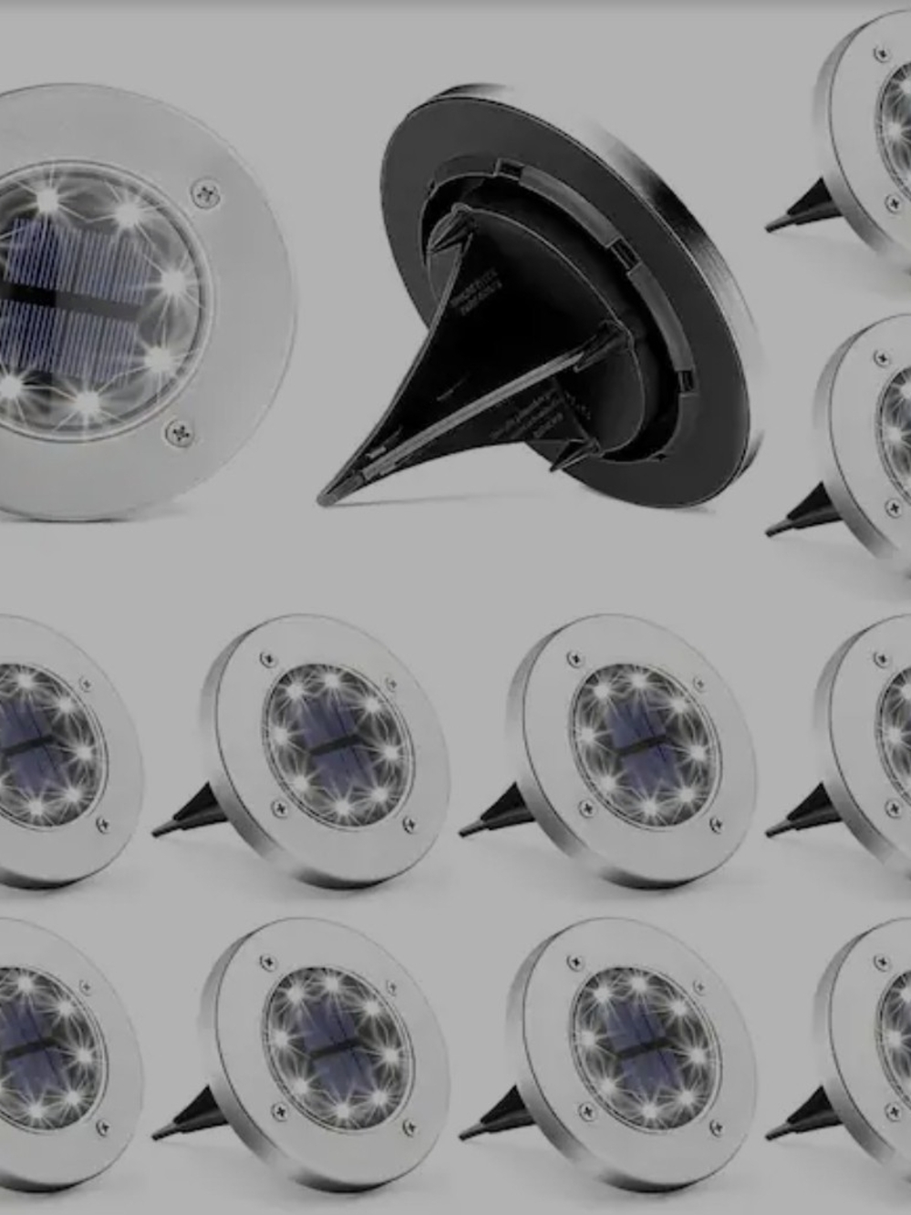 Solar-Powered LED Ground Path Lights - Stainless Finish (16-pack)
